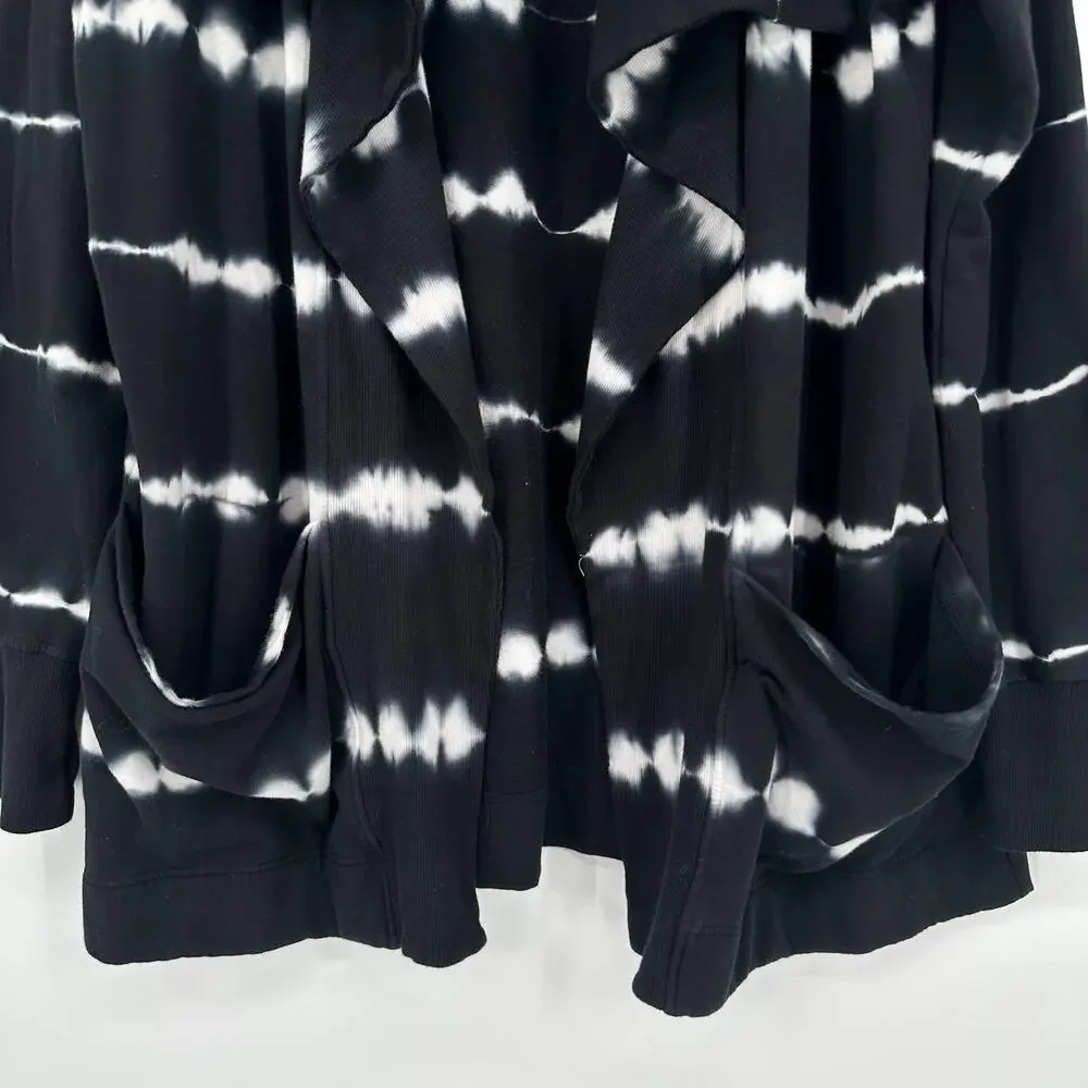 Bass Tie Dye Open Front Cardigan Draped Pocket Sweater Sweatshirt Boho - Picture 3 of 10